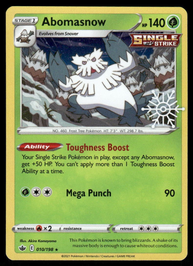 Pokemon Cards Abomasnow 010/198 Chilling Reign SNOWFLAKE STAMPED Rare NM0