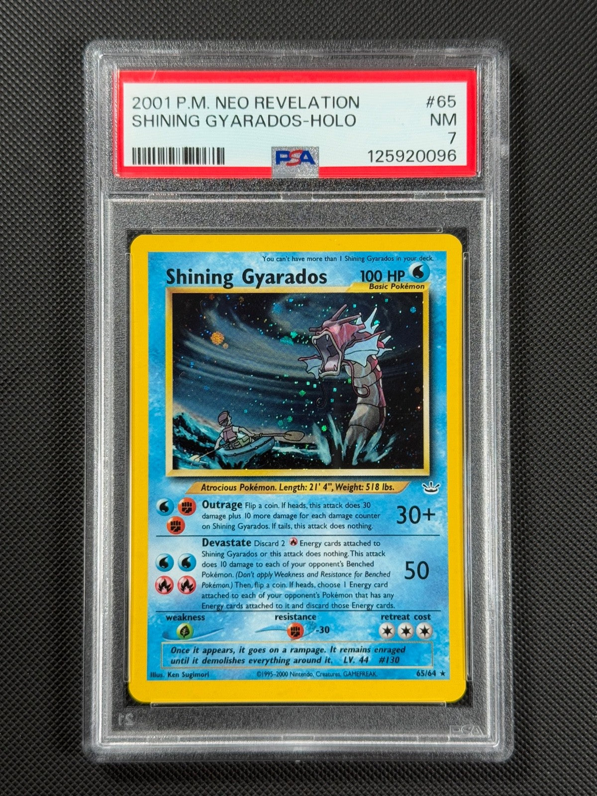 PSA 7 Shining Gyarados 65/64 HOLO Pokémon Card WOTC Neo Revelation Rare Holo NM0