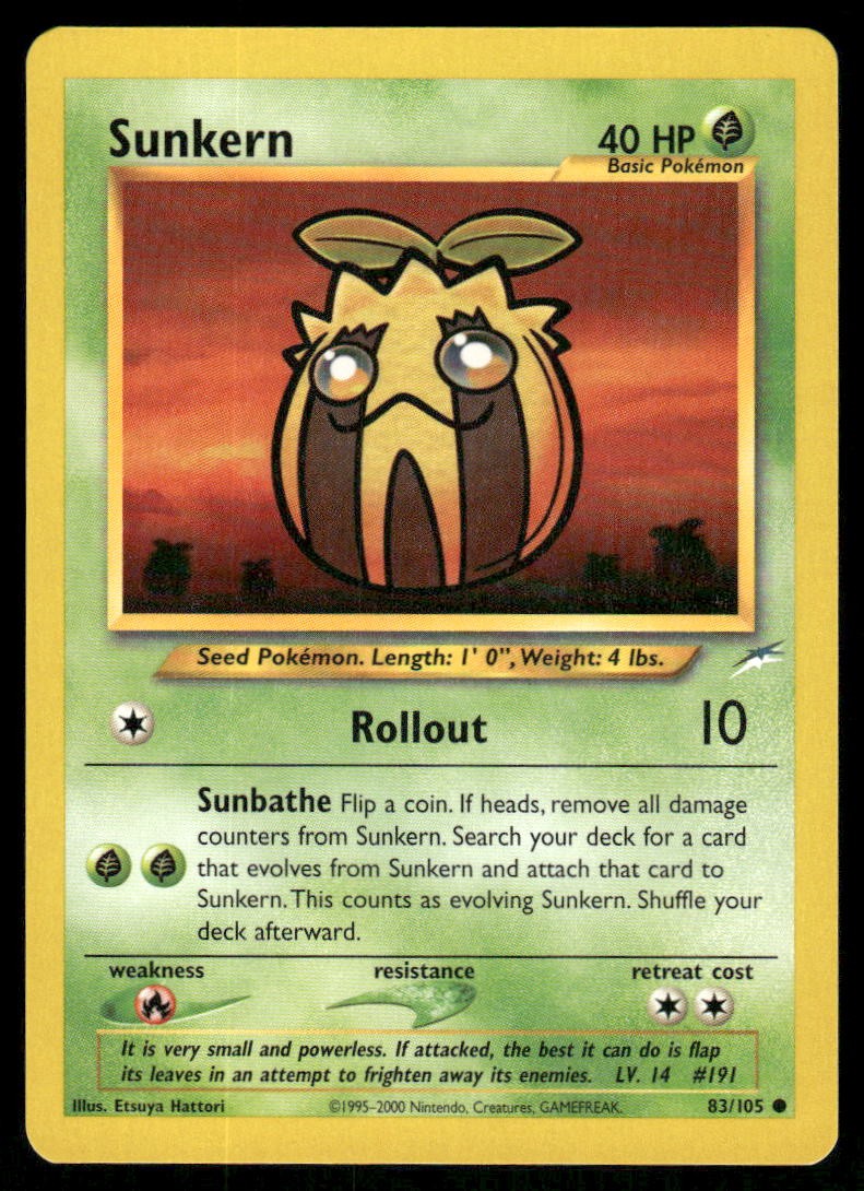 Pokemon Cards Sunkern 83/105 UNLIMITED Neo Destiny WOTC Common NM0