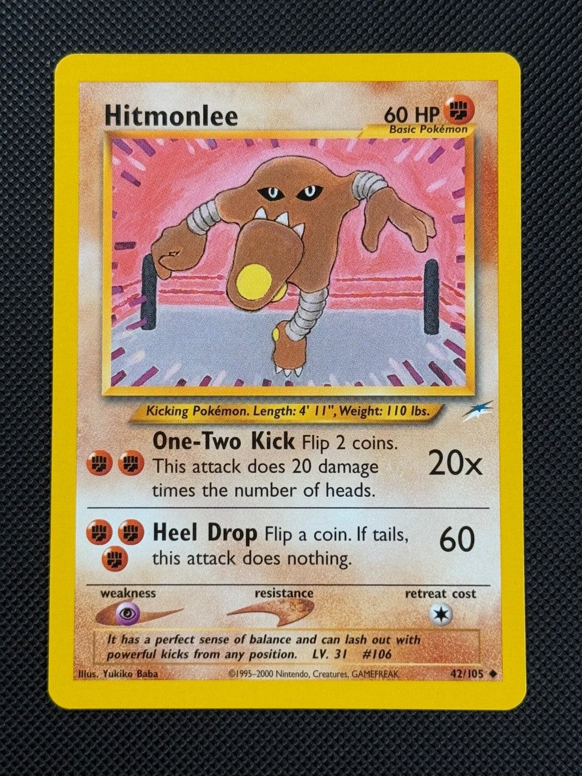 Hitmonlee 42/105 REGULAR Pokémon Card WOTC Neo Destiny Unlimited Uncommon0