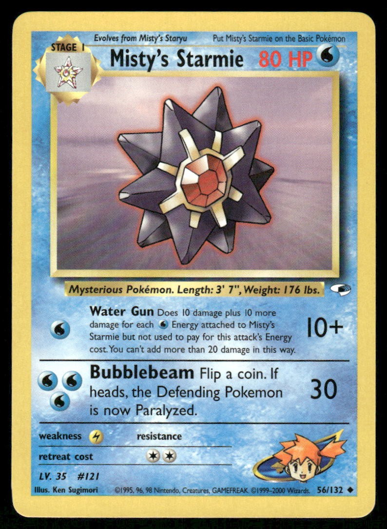 Pokemon Cards Misty's Starmie 56/132 UNLIMITED Gym Heroes WOTC Uncommon NM0