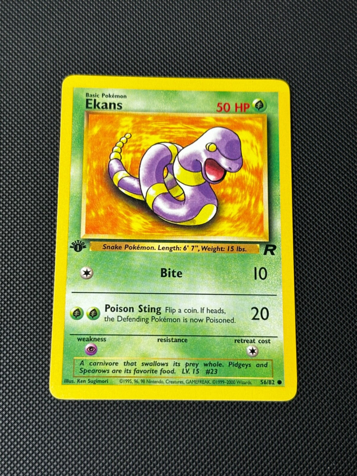 Ekans 56/82 1st Edition Pokémon Card Team Rocket Common WOTC NM0