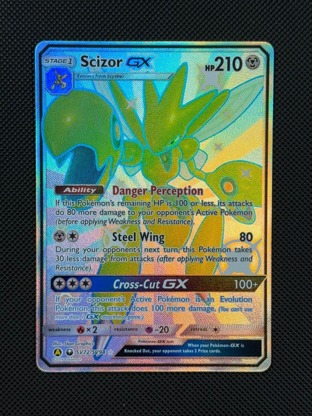 Pokémon Cards Scizor GX SV72/SV94 Hidden Fates Sun & Moon Shiny Vault Full Art1