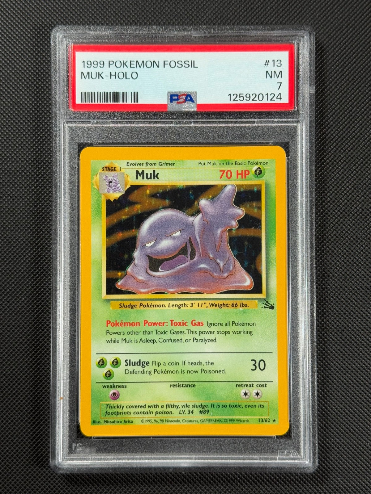 PSA 7 Muk 13/62 HOLO Pokémon Card WOTC Fossil Rare Holo NM0