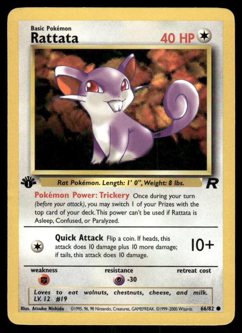 Pokemon Cards Rattata 66/82 1ST EDITION Team Rocket Common LP0