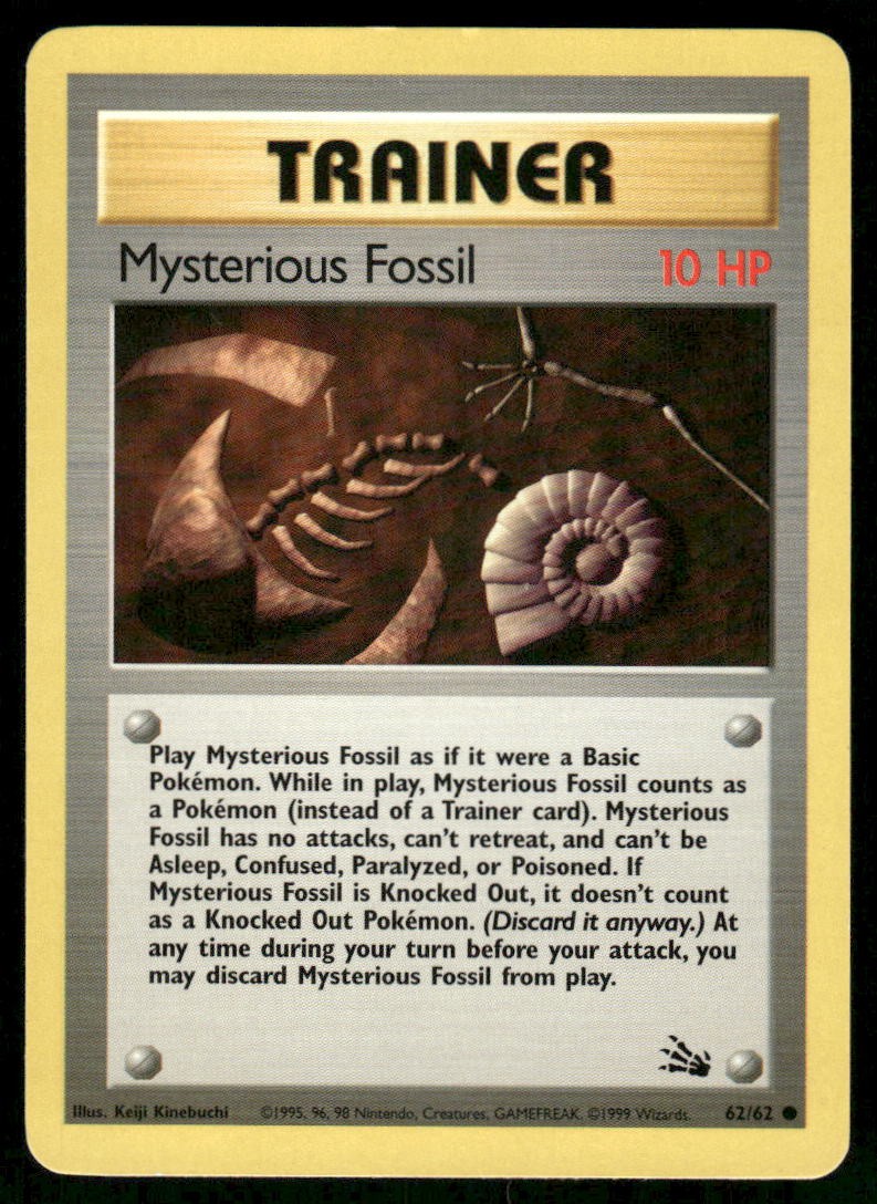 Pokemon Cards Mysterious Fossil 62/62 UNLIMITED Fossil WOTC Common LP *20