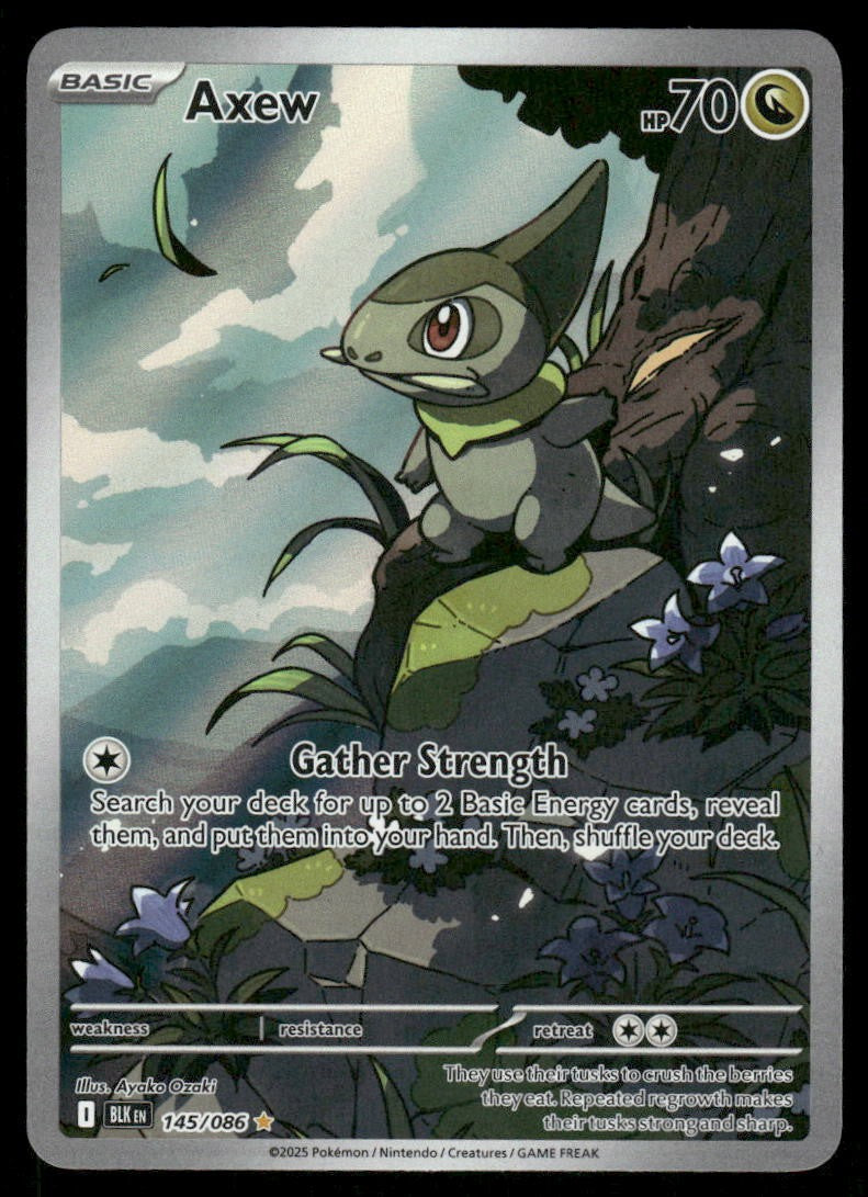 Pokemon Cards Axew 145/086 Black Bolt Illustration Rare NM0