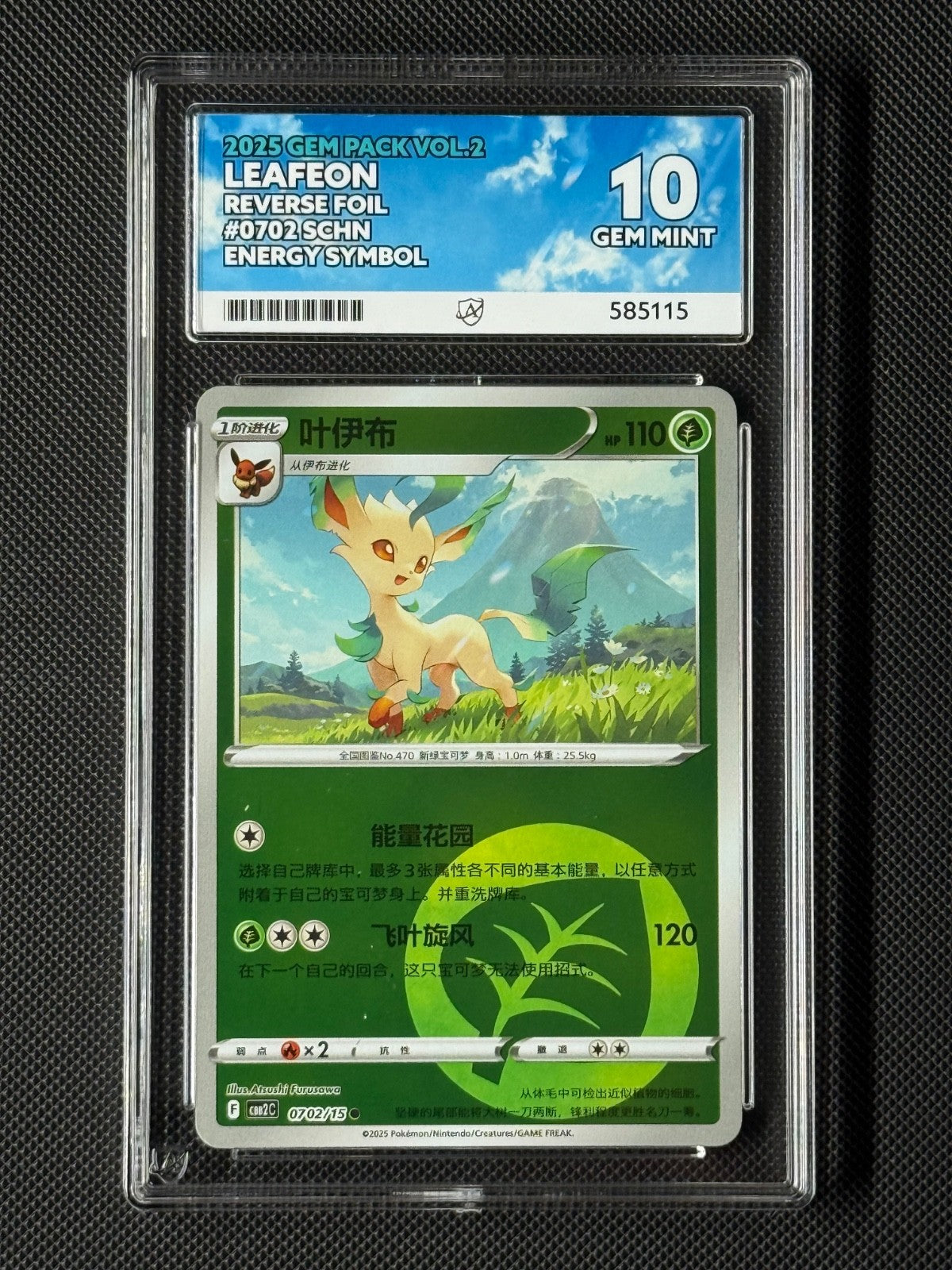 ACE 10 Leafeon 0702/15 Chinese Pokémon Card CBB2C GEM Pack Vol.2 GEM MINT0