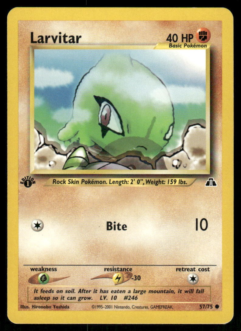 Pokemon Cards Larvitar 57/75 1ST EDITION Neo Discovery Common LP0
