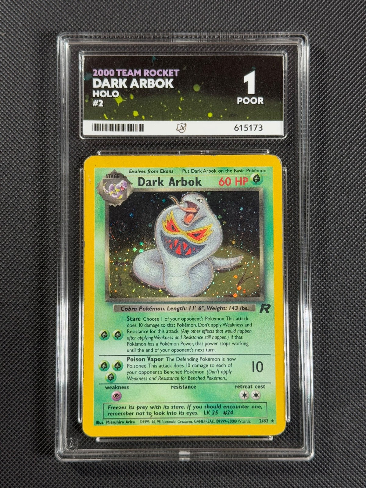 ACE 1 Dark Arbok 2/82 HOLO Pokémon Card WOTC Team Rocket Unlimited Holo Rare0