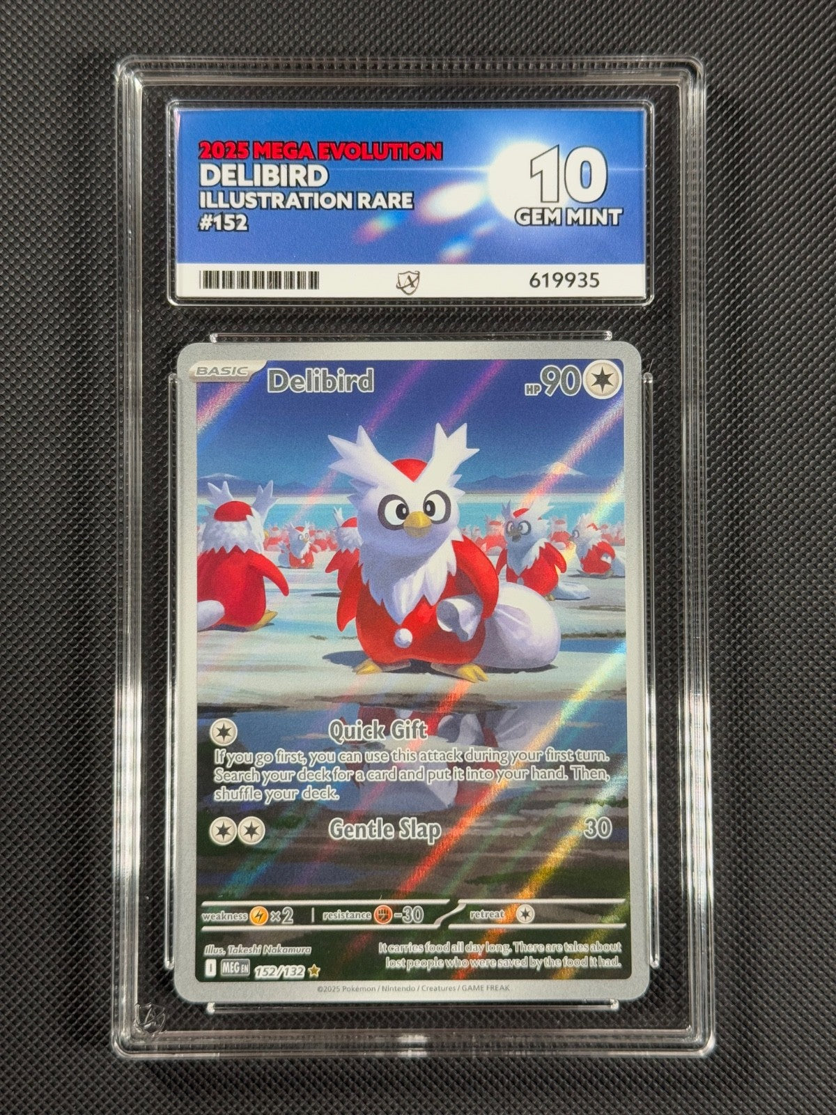 ACE 10 Delibird 152/132 IR Pokémon Card Me01: Mega Evolution Holo GEM MINT0