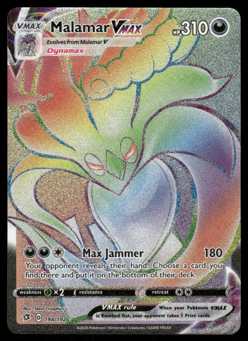 Pokemon Cards Malamar VMAX 198/192 Rebel Clash Rare Rainbow NM0