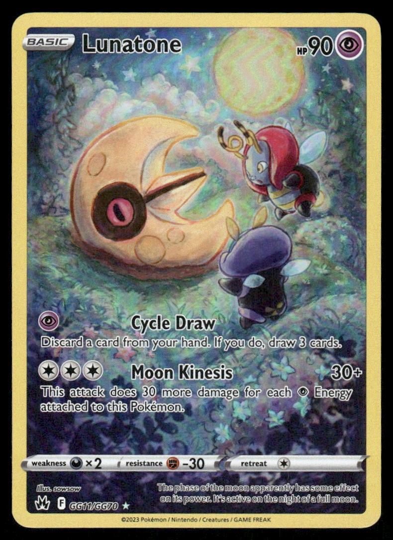 Pokemon Cards Lunatone GG11/GG70 Crown Zenith Galarian Gallery Holo NM0