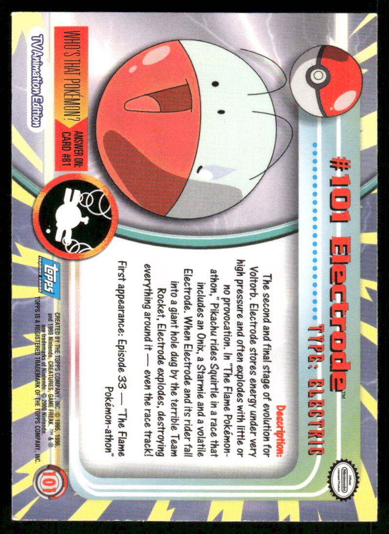Pokemon Cards Electrode #101 Topps Trading Cards Series 2 NM *31