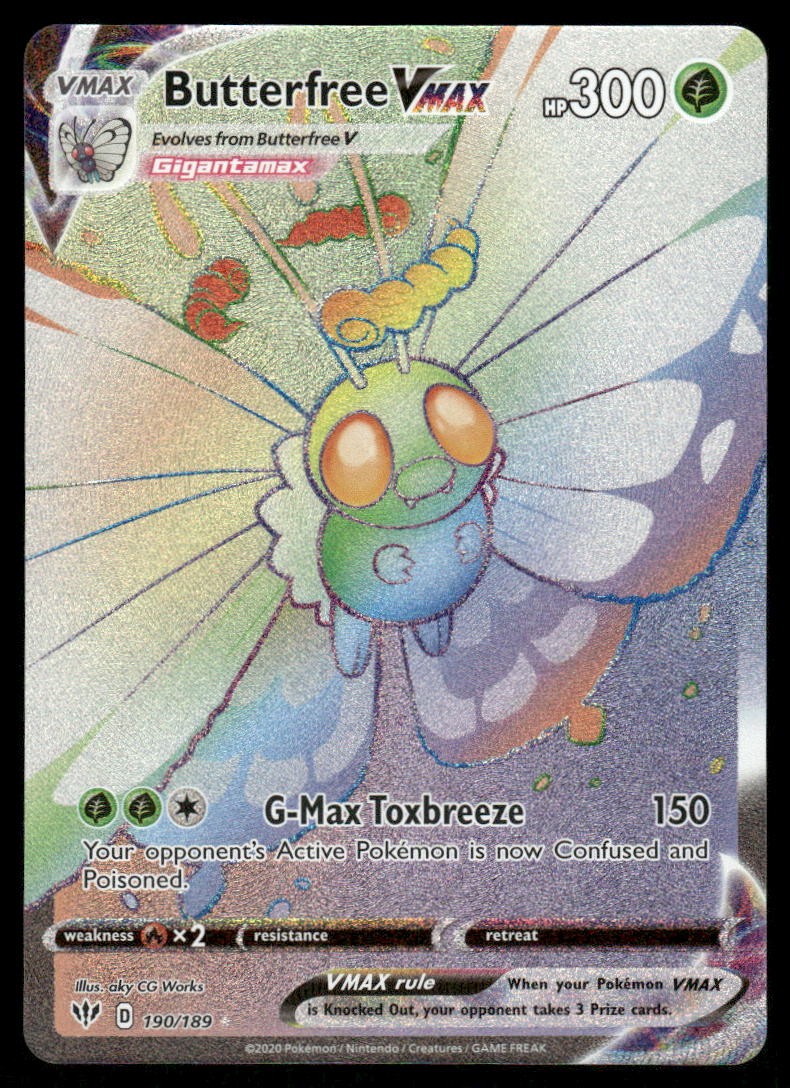 Pokemon Cards Butterfree VMAX 190/189 Darkness Ablaze Rare Rainbow NM0
