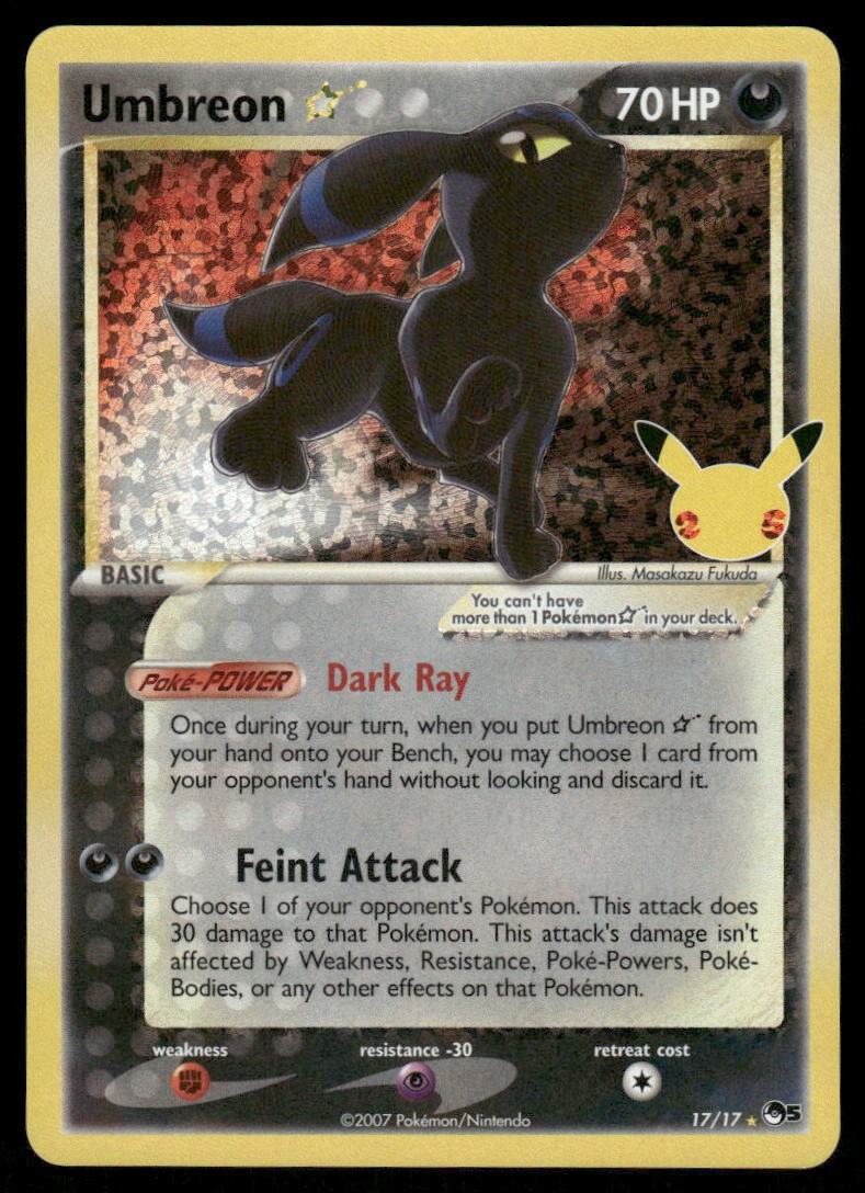 Pokemon Cards Umbreon Star 17/17 Celebrations: Classic Collection NM0