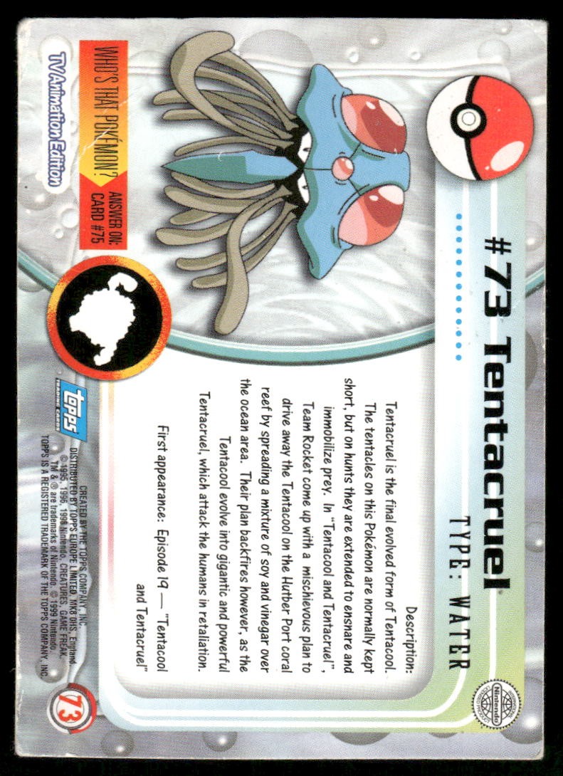 Pokemon Cards Tentacruel #73 Topps Trading Cards Series 1 LP *31