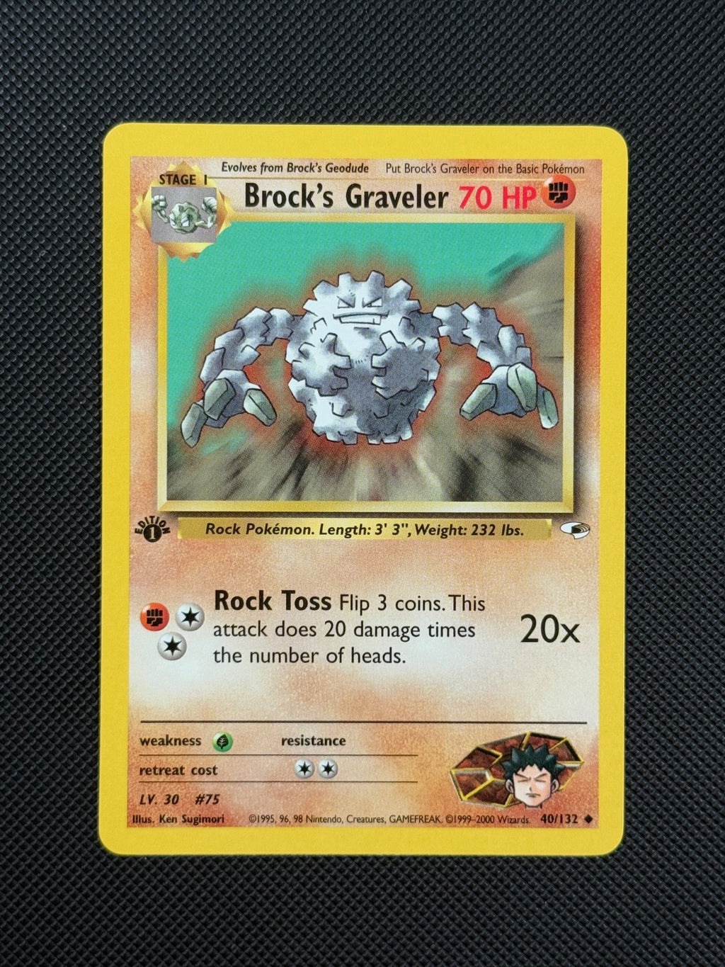 Pokémon Cards Brock's Graveler 40/132 1ST EDITION Gym Heroes WOTC Uncommon1
