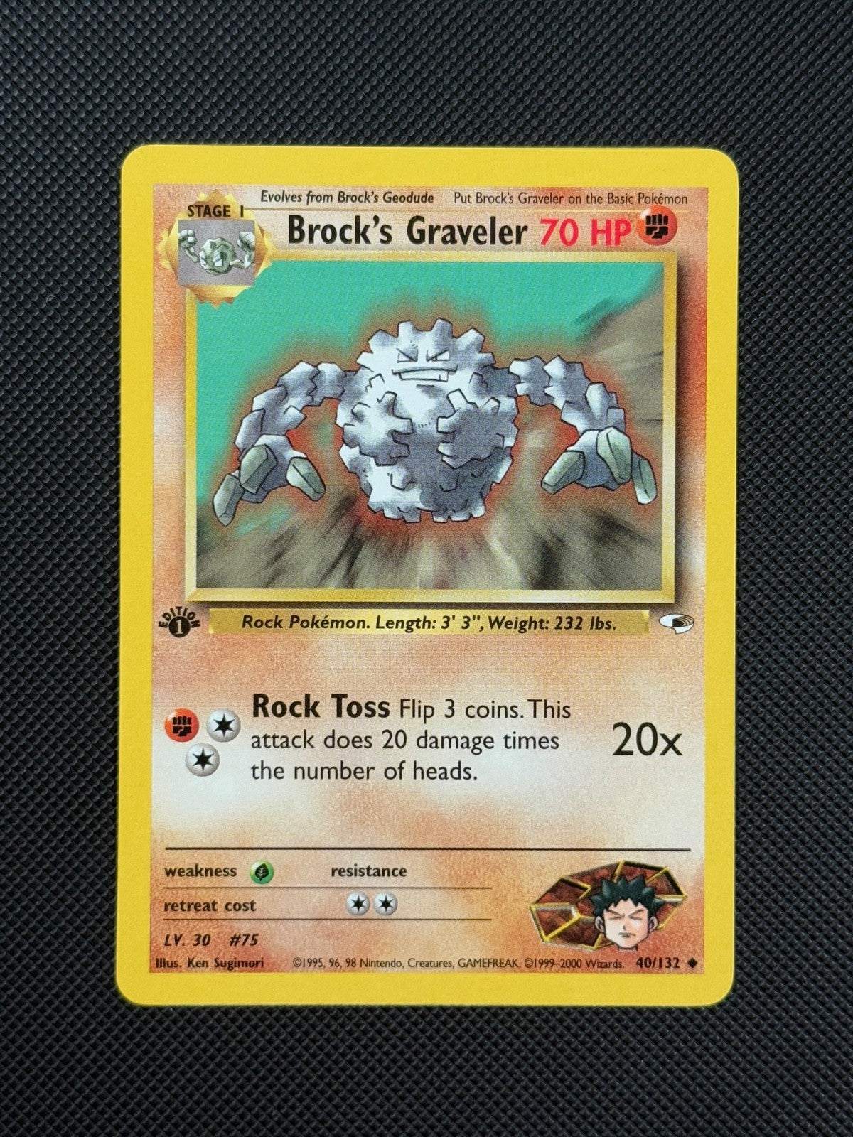 Pokémon Cards Brock's Graveler 40/132 1ST EDITION Gym Heroes WOTC Uncommon1