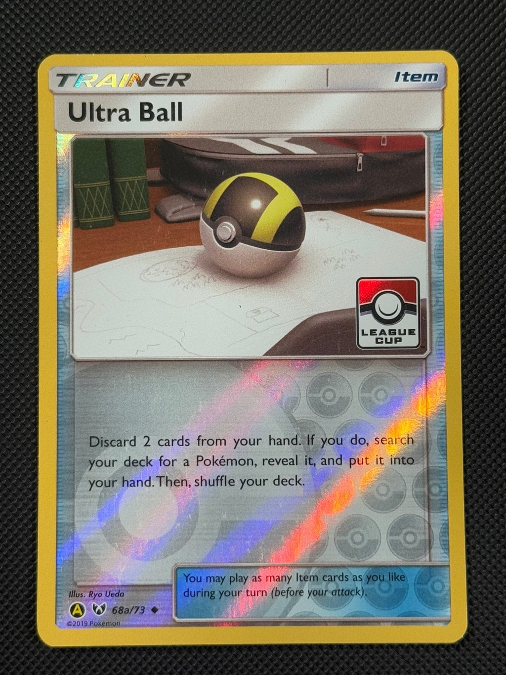 Ultra Ball 68a/73 REVERSE HOLO Pokémon Card Shining Legends League Cup Stamp0