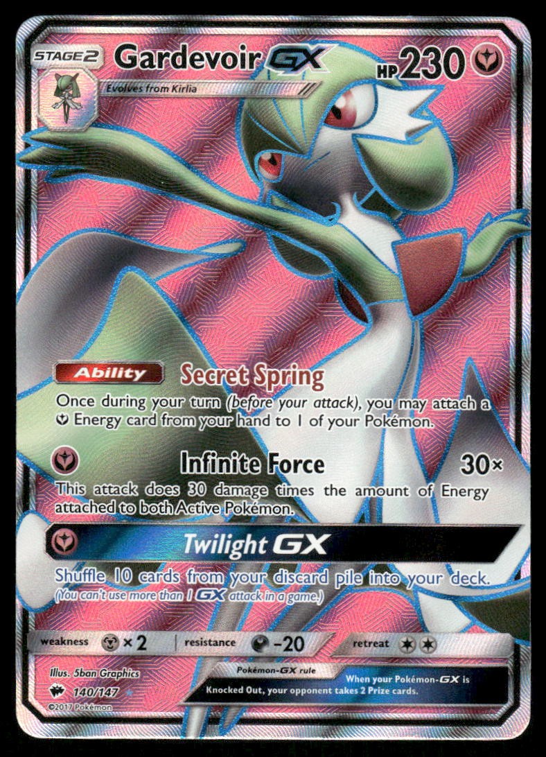 Pokemon Cards Gardevoir GX 140/147 Burning Shadows Rare Ultra LP0