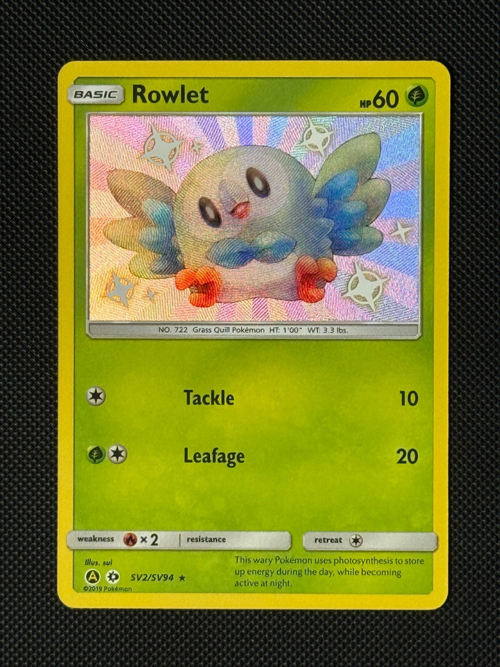 Rowlet SV2/SV94 Holo Pokémon Card Hidden Fates Baby Shiny 0