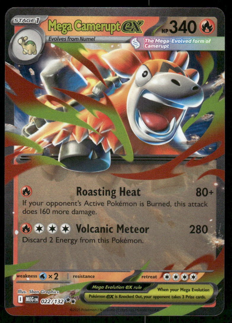 Pokemon Cards Mega Camerupt ex 022/132 Mega Evolution Double Rare NM0