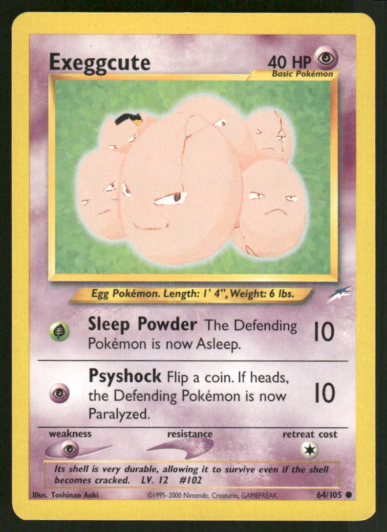 Pokemon Cards Exeggcute 64/105 UNLIMITED Neo Destiny WOTC Common NM0