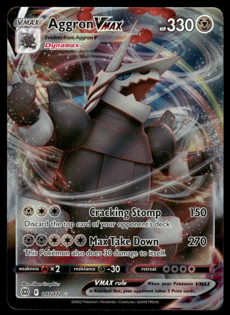 Pokemon Cards Aggron VMAX 097/172 Brilliant Stars Holo Rare VMAX NM0