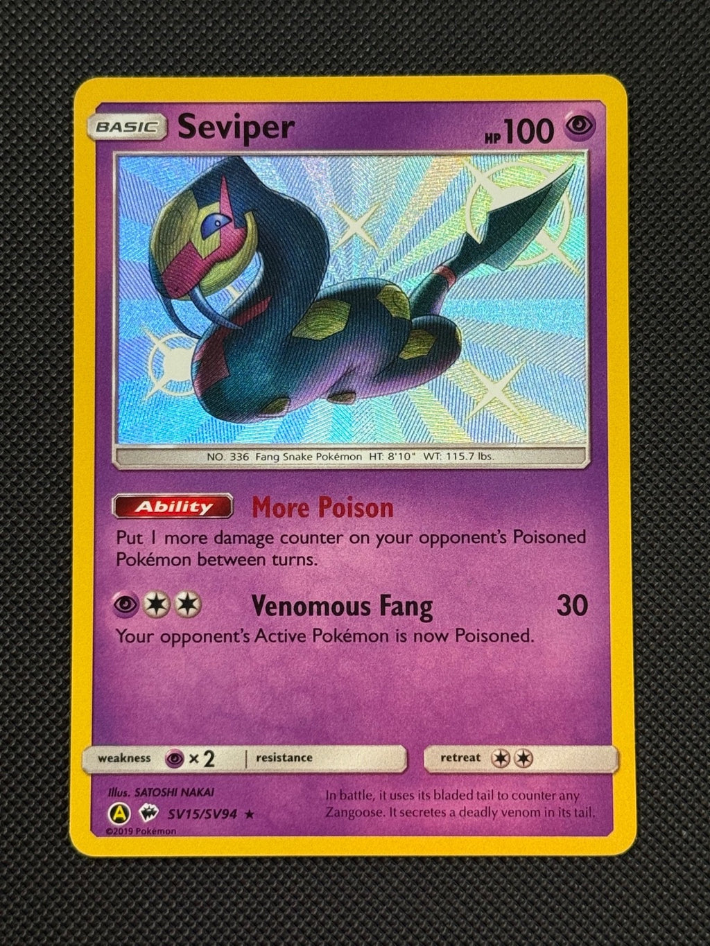 Seviper SV15/SV94 SHINY Pokémon Card Sun & Moon Burning Shadows Holo Rare0