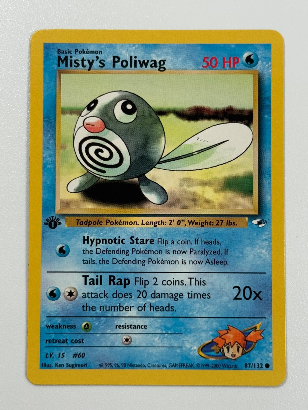 Pokémon Cards Misty's Poliwag 87/132 1ST EDITION Gym Heroes WOTC Common0