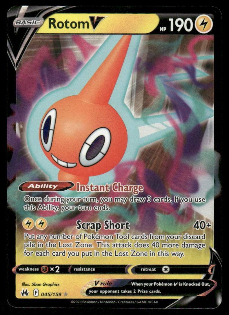 Pokemon Cards Rotom V 045/159 Crown Zenith Holo Rare V NM *30