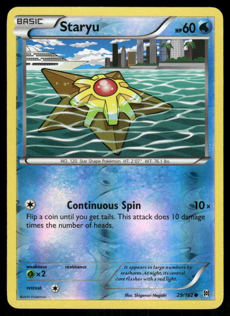 Pokemon Cards Staryu 29/162 Reverse Holo BREAKthrough XY NM0