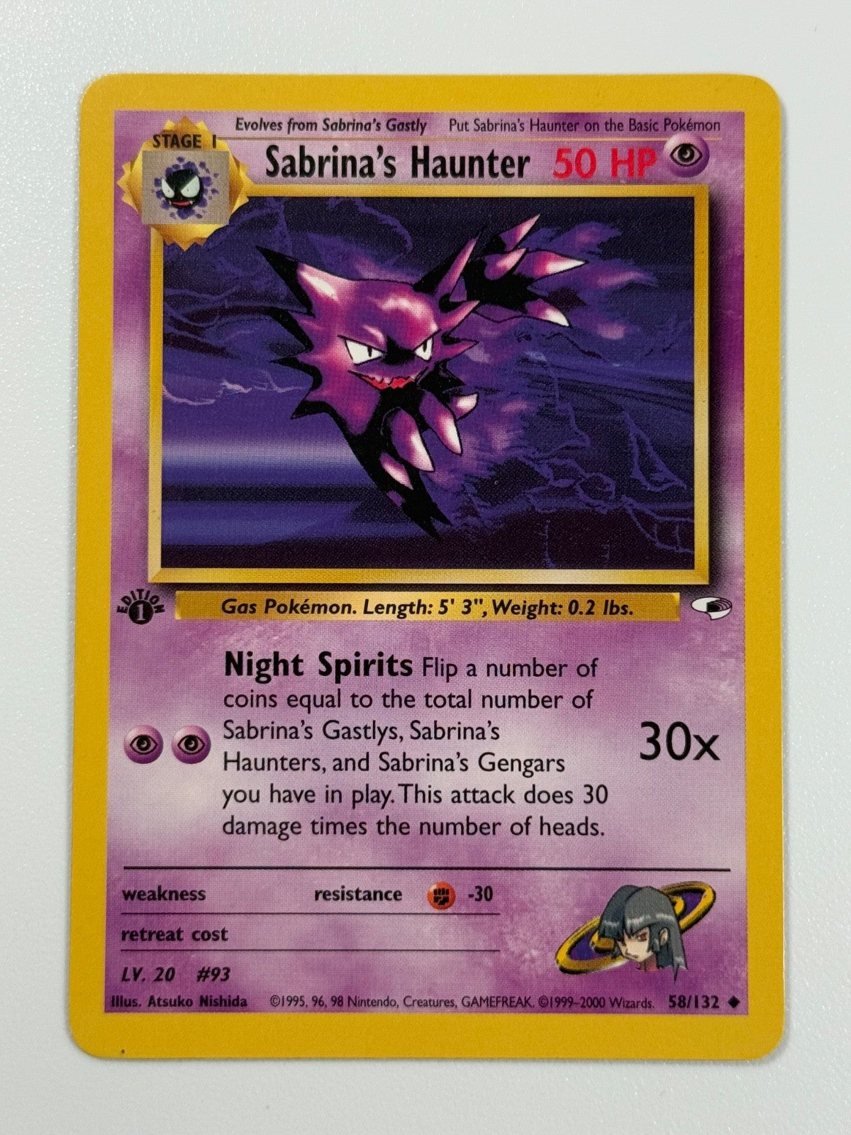 Pokémon Cards Sabrina's Haunter 58/132 1ST EDITION Gym Heroes WOTC Uncommon0