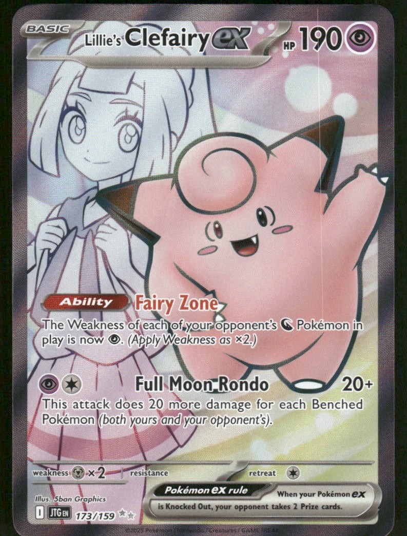 Pokemon Cards Lillie's Clefairy ex 173/159 Journey Together Ultra Rare NM0