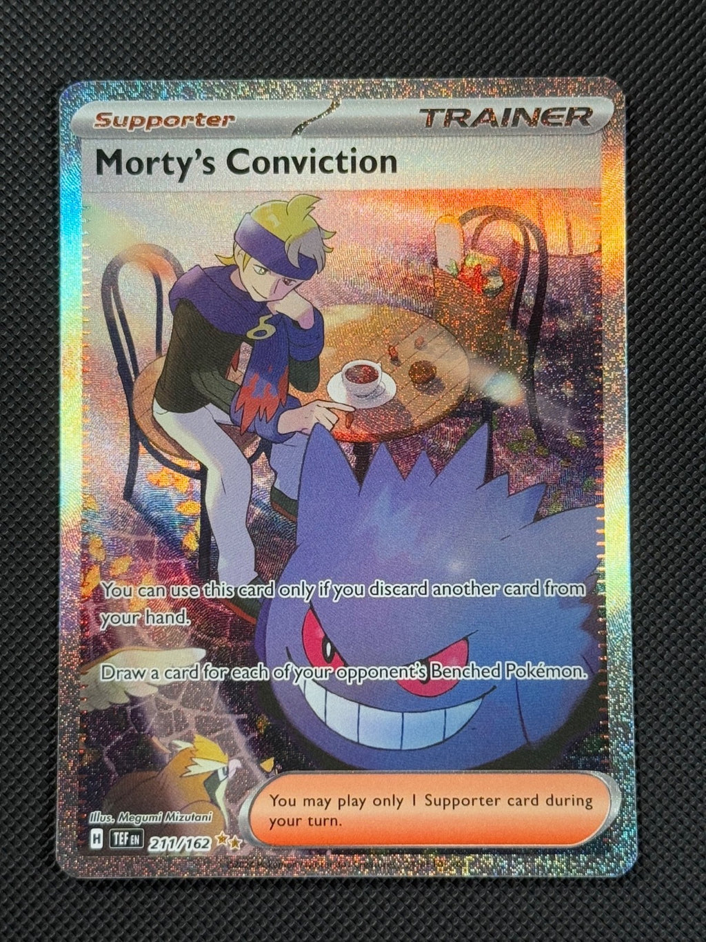 Morty's Conviction 211/162 SIR Pokémon Card Sv05: Temporal Forces Trainer Holo0