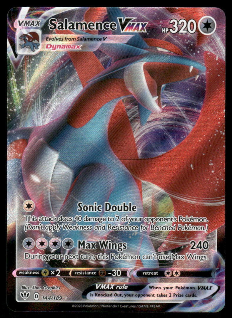 Pokemon Cards Salamence VMAX 144/189 Darkness Ablaze Holo Rare VMAX NM0