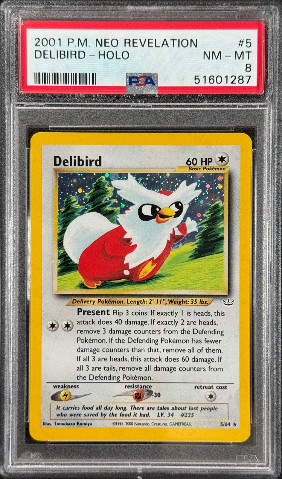 Pokemon Card Delibird 5/64 Holo Neo Revelation WOTC PSA 80