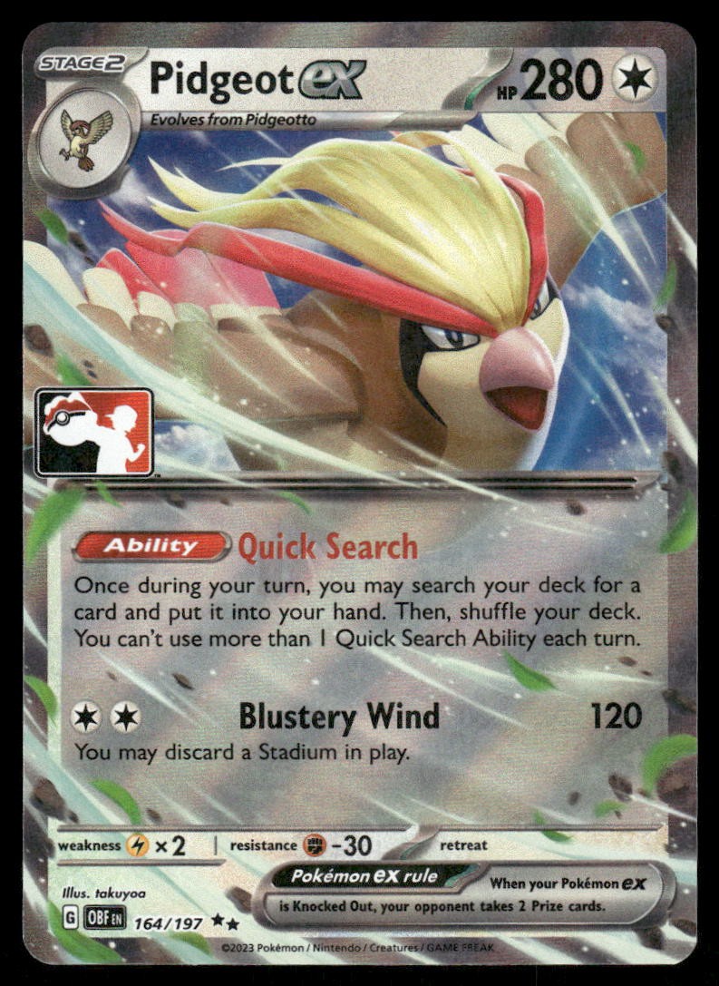 Pokemon Cards Pidgeot ex 164/197 PRIZE PACK Obsidian Flames Double Rare NM0