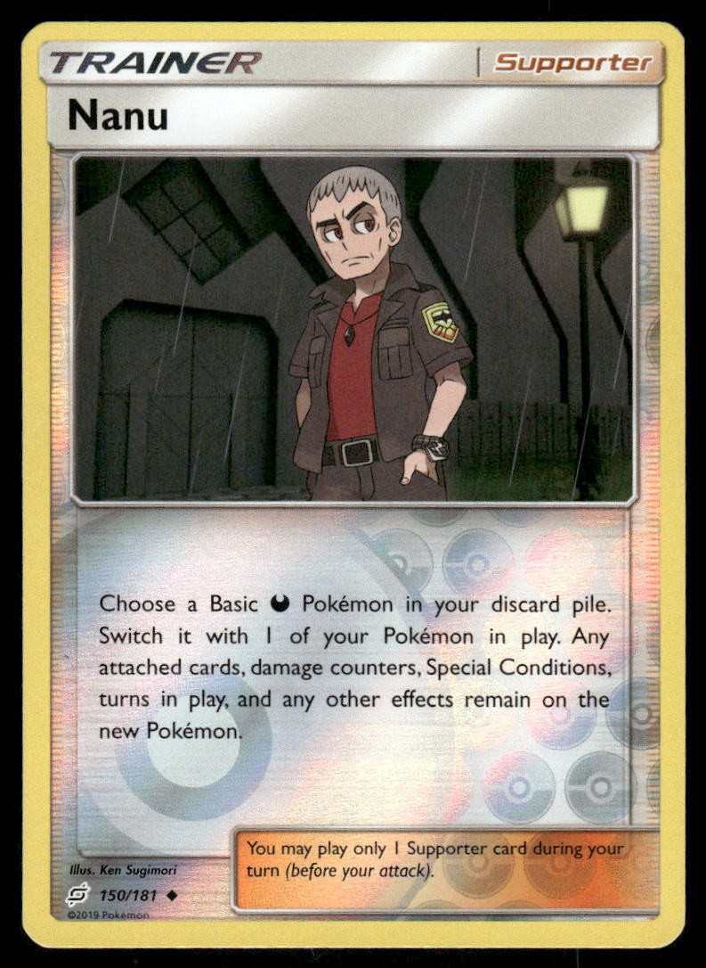 Pokemon Cards Nanu 150/181 Reverse Holo Team Up Sun & Moon NM0