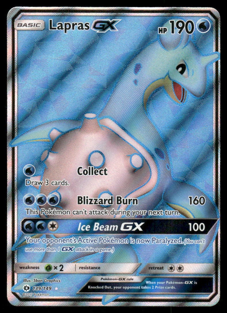 Pokemon Cards Lapras GX 139/149 Sun & Moon Rare Ultra NM0
