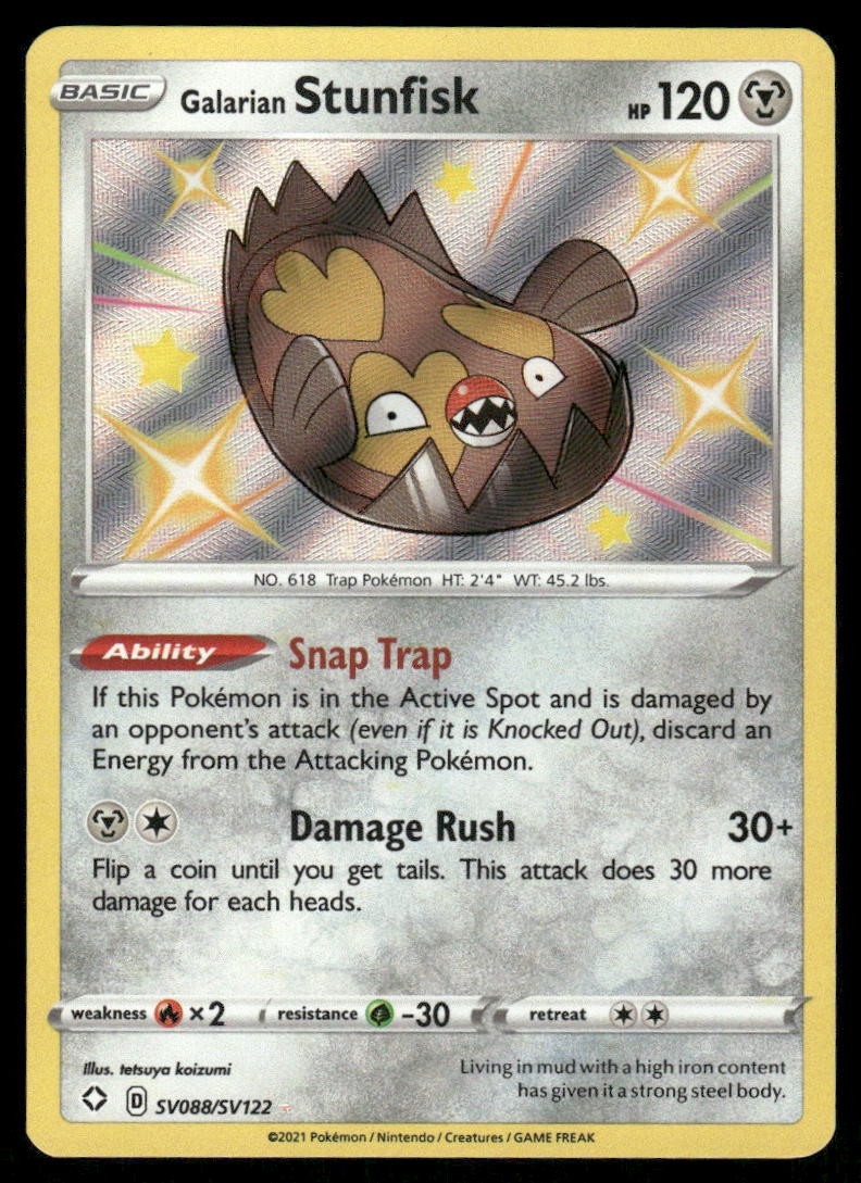 Pokemon Cards Galarian Stunfisk SV088/SV122 Shining Fates Shiny Vault NM0