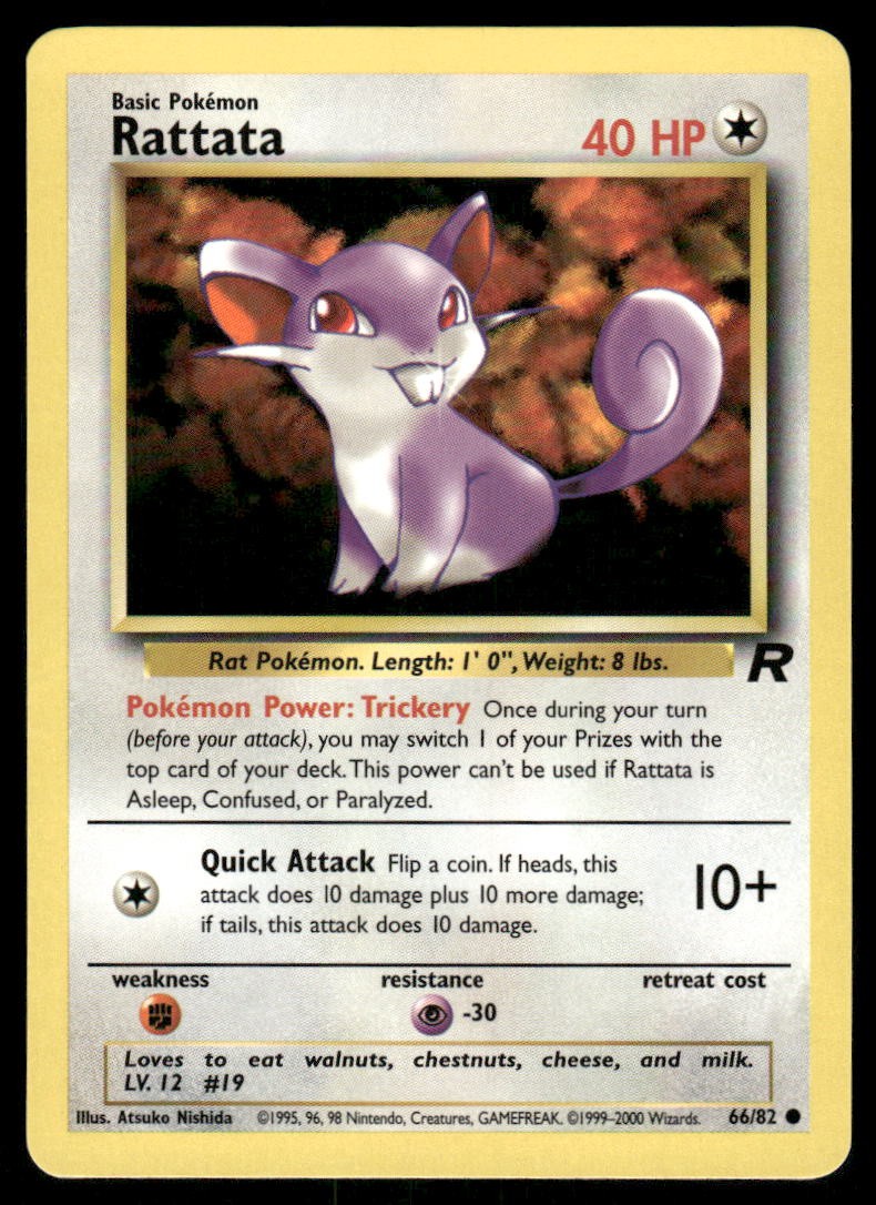 Pokemon Cards Rattata 66/82 UNLIMITED Team Rocket WOTC Common NM0
