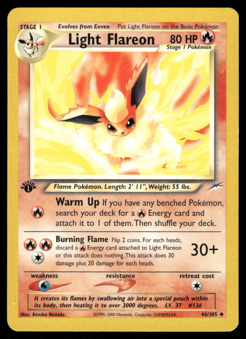 Pokemon Cards Light Flareon 46/105 1ST EDITION Neo Destiny Uncommon LP0
