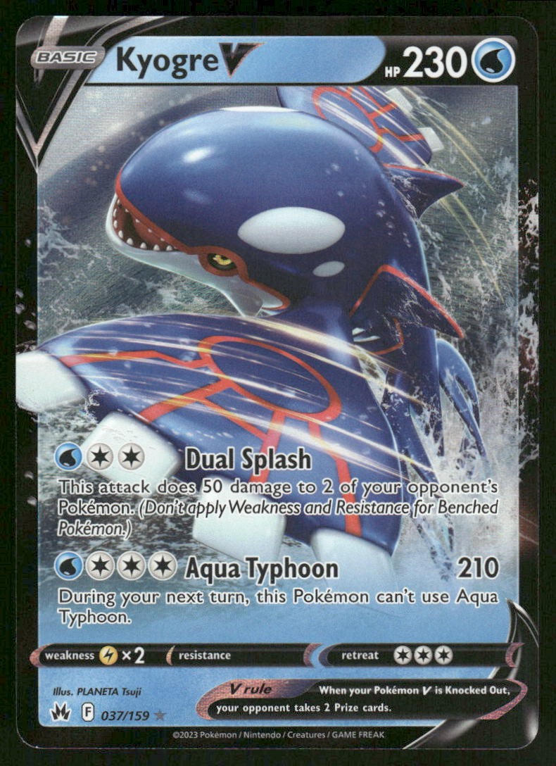 Pokemon Cards Kyogre V 037/159 Crown Zenith Holo Rare V NM0