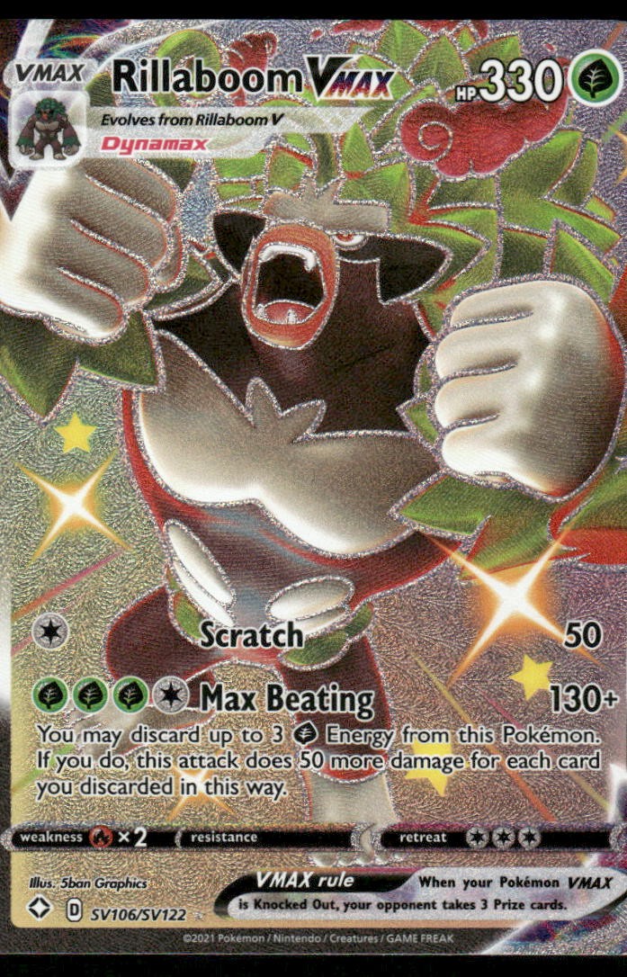 Pokemon Cards Rillaboom VMAX SV106/SV122 Shining Fates Shiny Vault Holo NM0