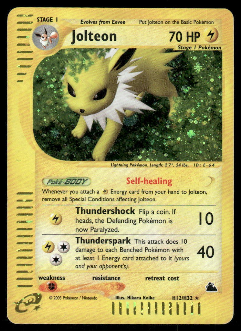 Pokemon Cards Jolteon H12/144 Skyridge Holo Rare NM0