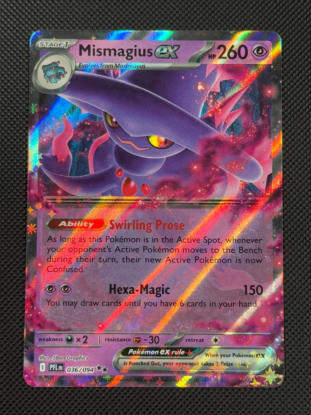 Mismagius ex 036/094 Pokémon Card Mega Phantasmal Flames Holo Rare0
