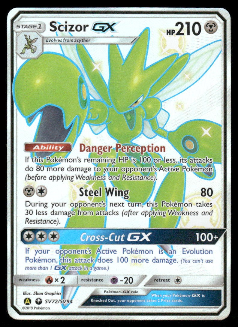 Pokemon Cards Scizor GX SV72/SV94 Hidden Fates Shiny Vault Rare Shiny GX NM0