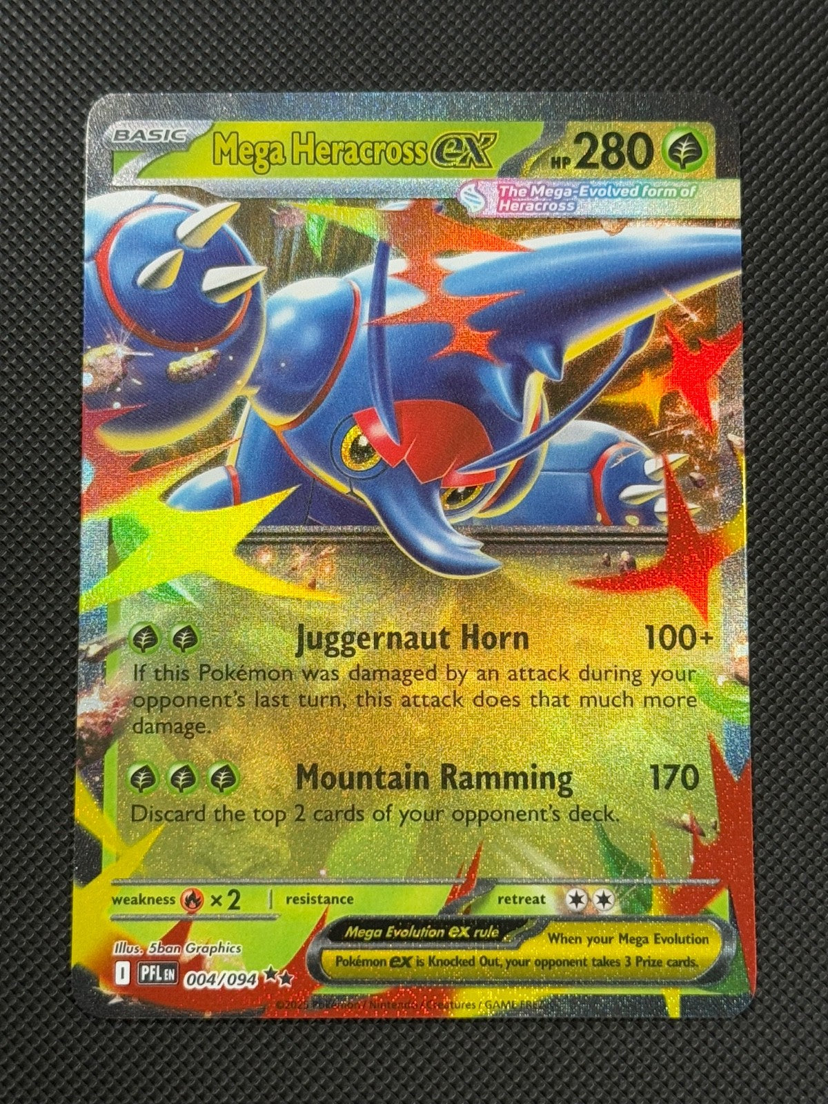 Mega Heracross 004/094 Pokémon Card Mega Phantasmal Flames Holo Rare *20